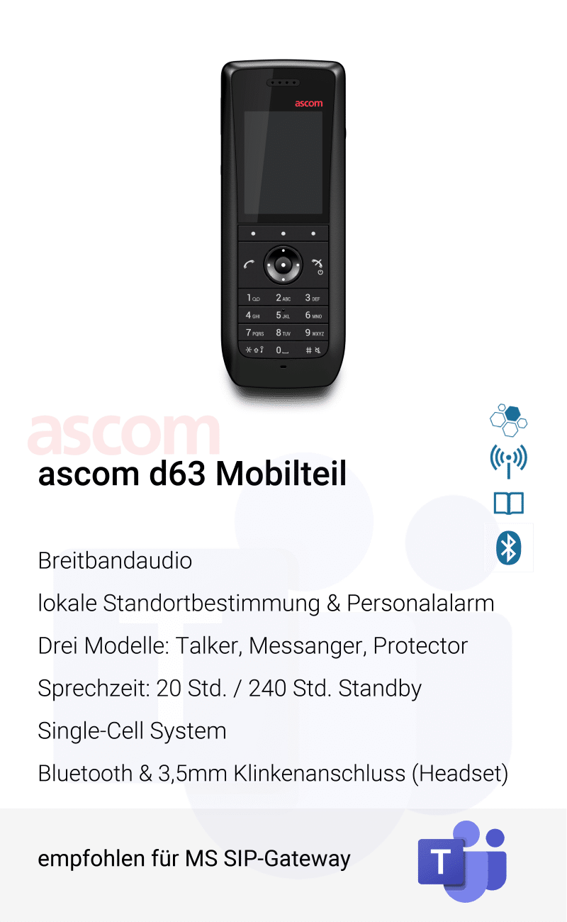 Ascom d63 Mobilteil microsoft sip gateway hardware