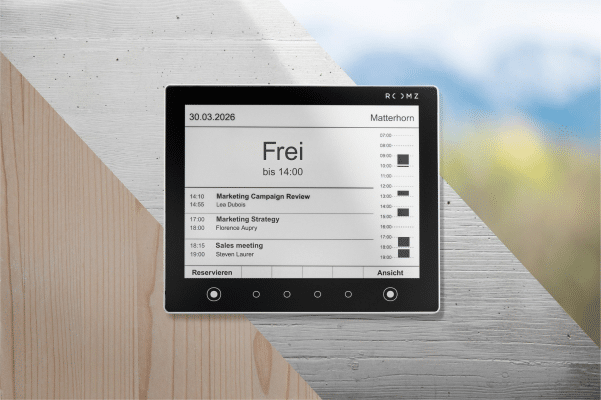 ROOMZ V3 Display haftet auf Glas, Stein und Holz